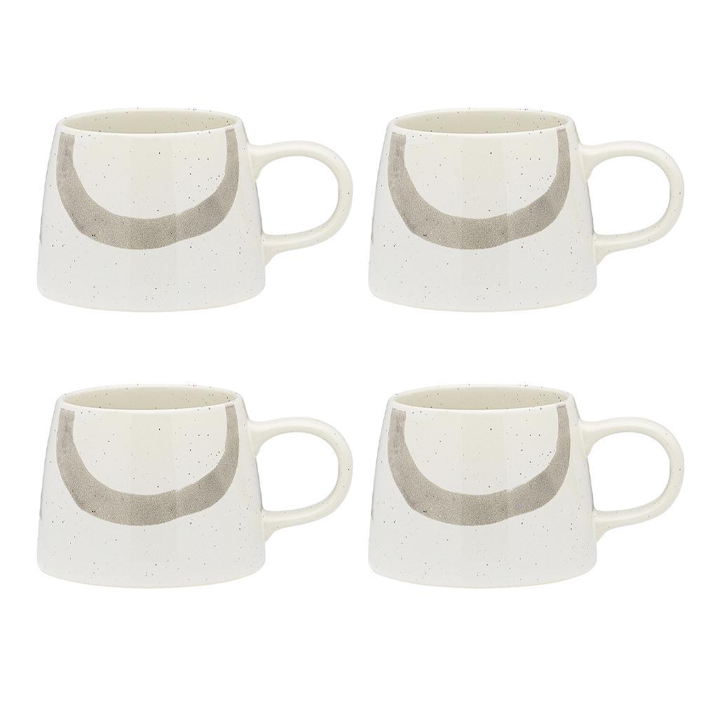 4x Ecology Nomad Reactive Glaze Stoneware Hot Soup Drinks Mug/Cup 460ml Charcoal