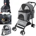 Heavy Duty Pet Stroller Pram One-Click Fold Jogger Dog Cat Carrier Travel System