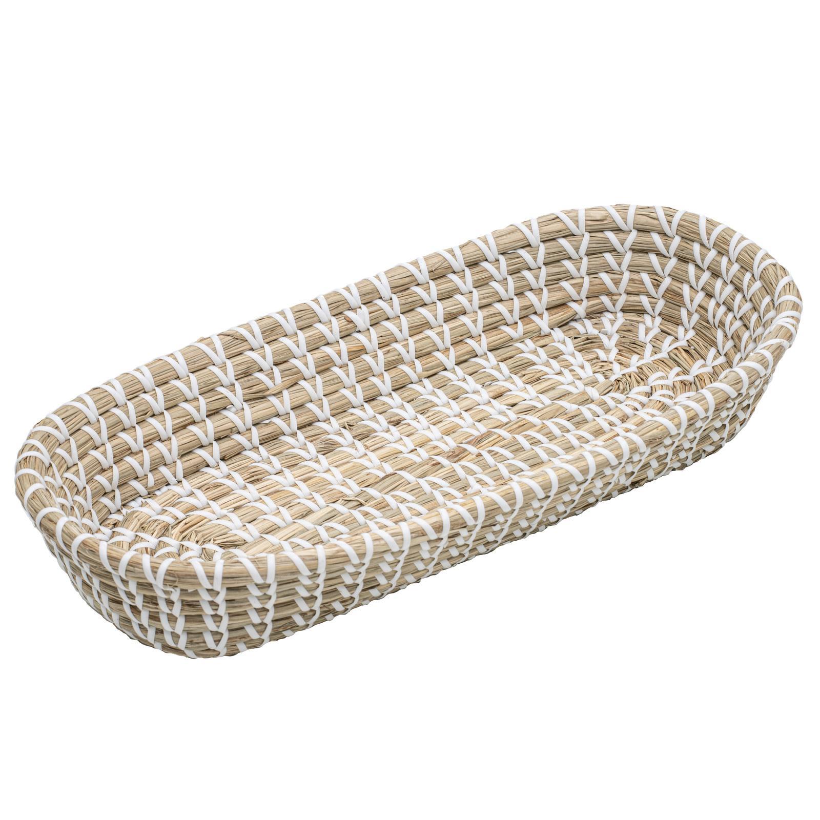 Ladelle Seagrass Woven Bakers/Pastries Handcrafted Tray 36x16.5x6.5cm White