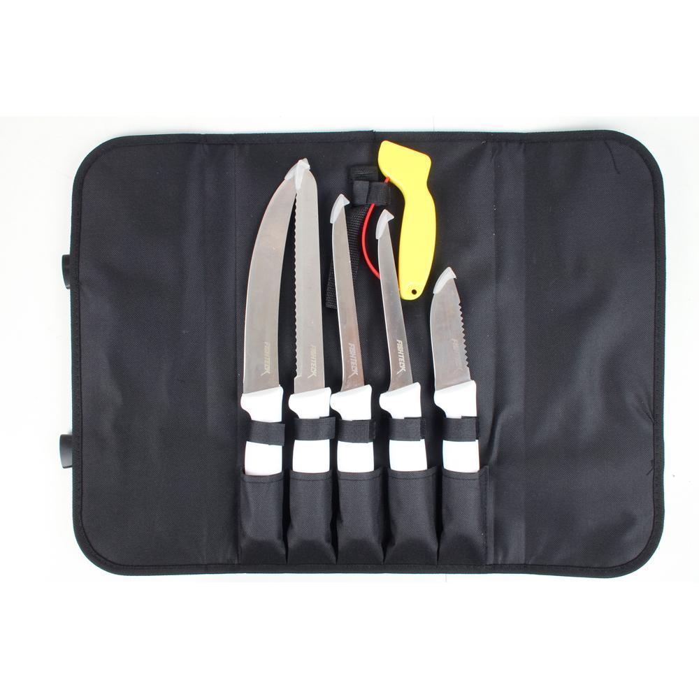 5pc Fishteck Fish Fillet SS/Plastic Knife Set w/ Sharpener Kitchen Slicer/Cutter