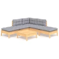 6 Piece Garden Lounge Set with Grey Cushions Pinewood vidaXL