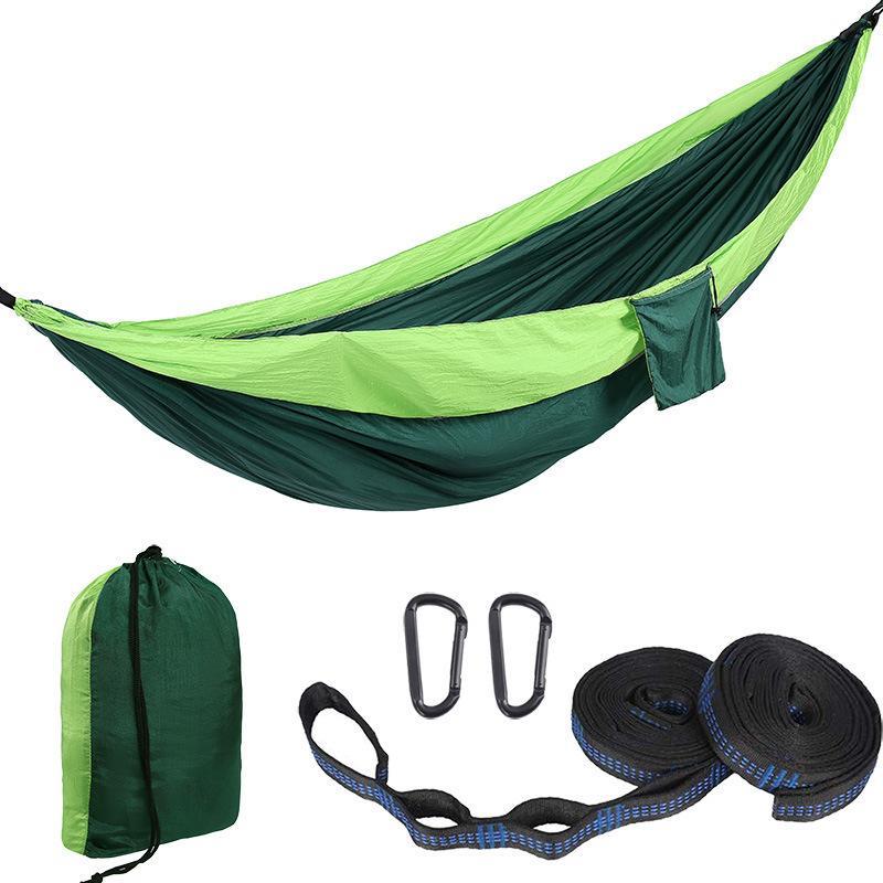 Distant Depot 2 Person Camping Hammock w Tree Straps Carabiners Pouch Green