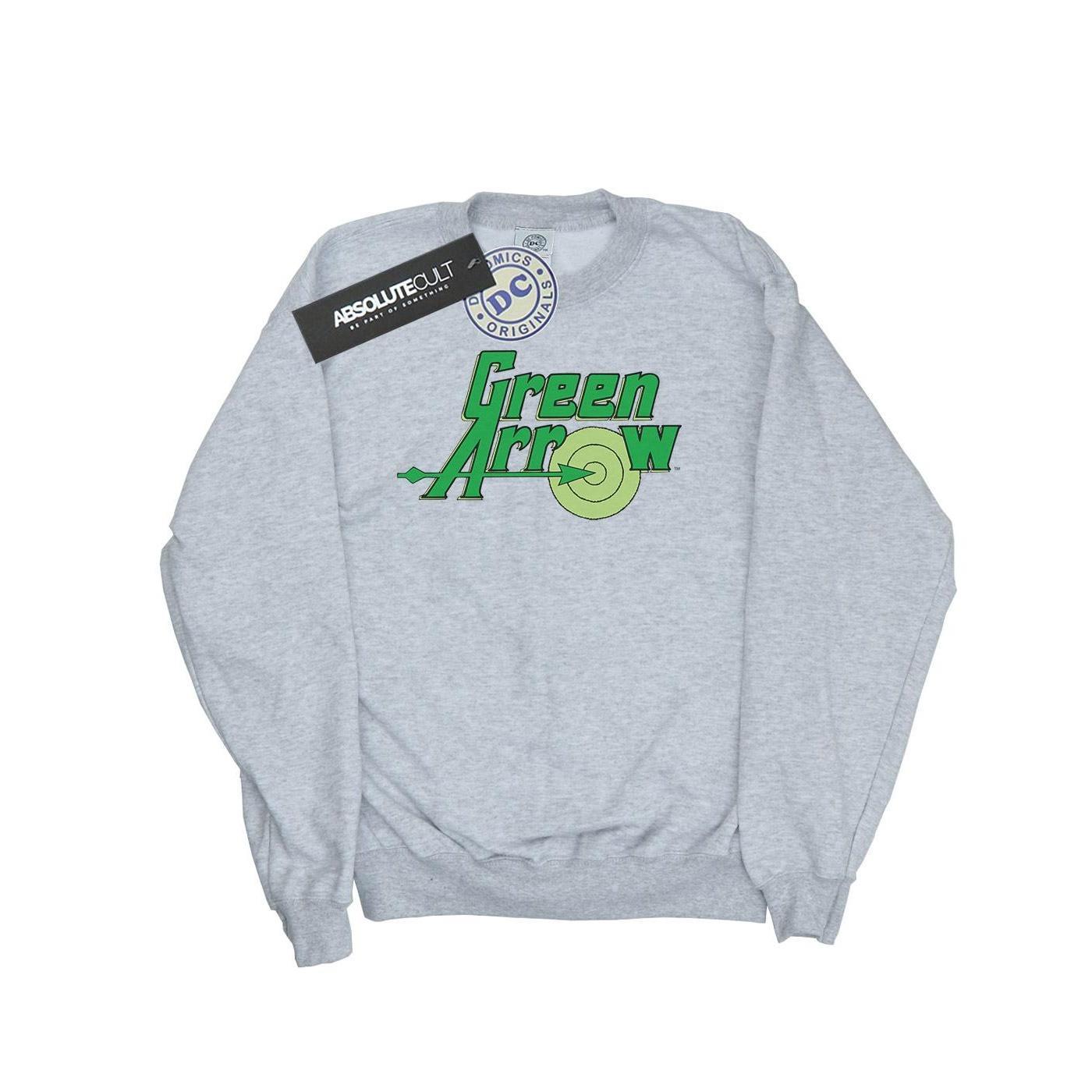 DC Comics Boys Green Arrow Text Logo Sweatshirt (Sports Grey) (9-11 Years)