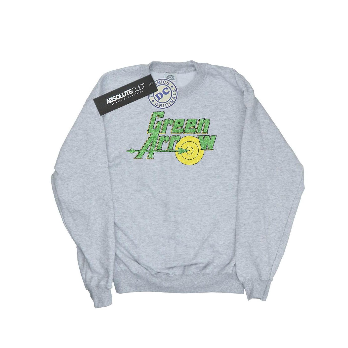 DC Comics Boys Green Arrow Crackle Logo Sweatshirt (Sports Grey) (12-13 Years)
