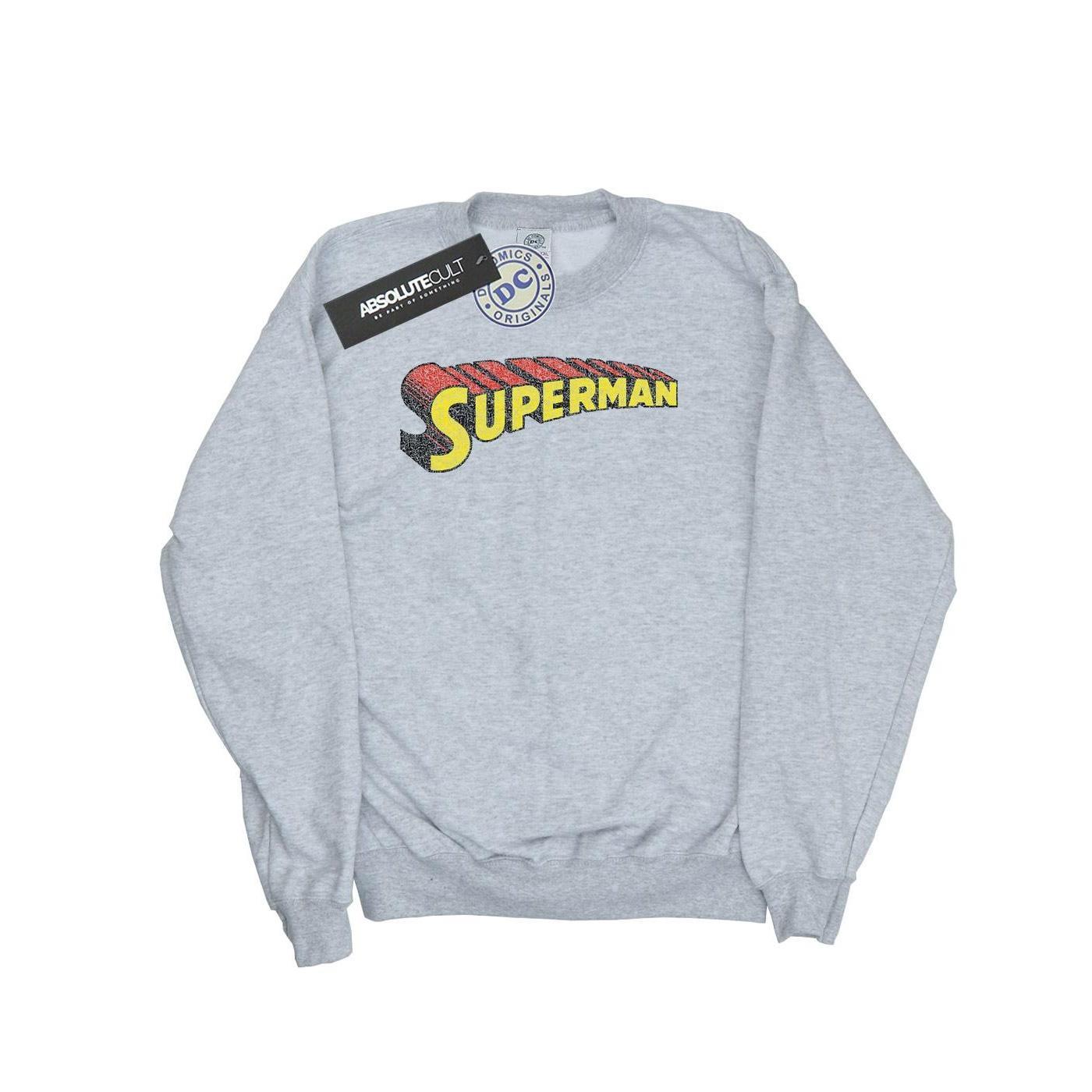 DC Comics Girls Superman Telescopic Crackle Logo Sweatshirt (Sports Grey) (5-6 Years)