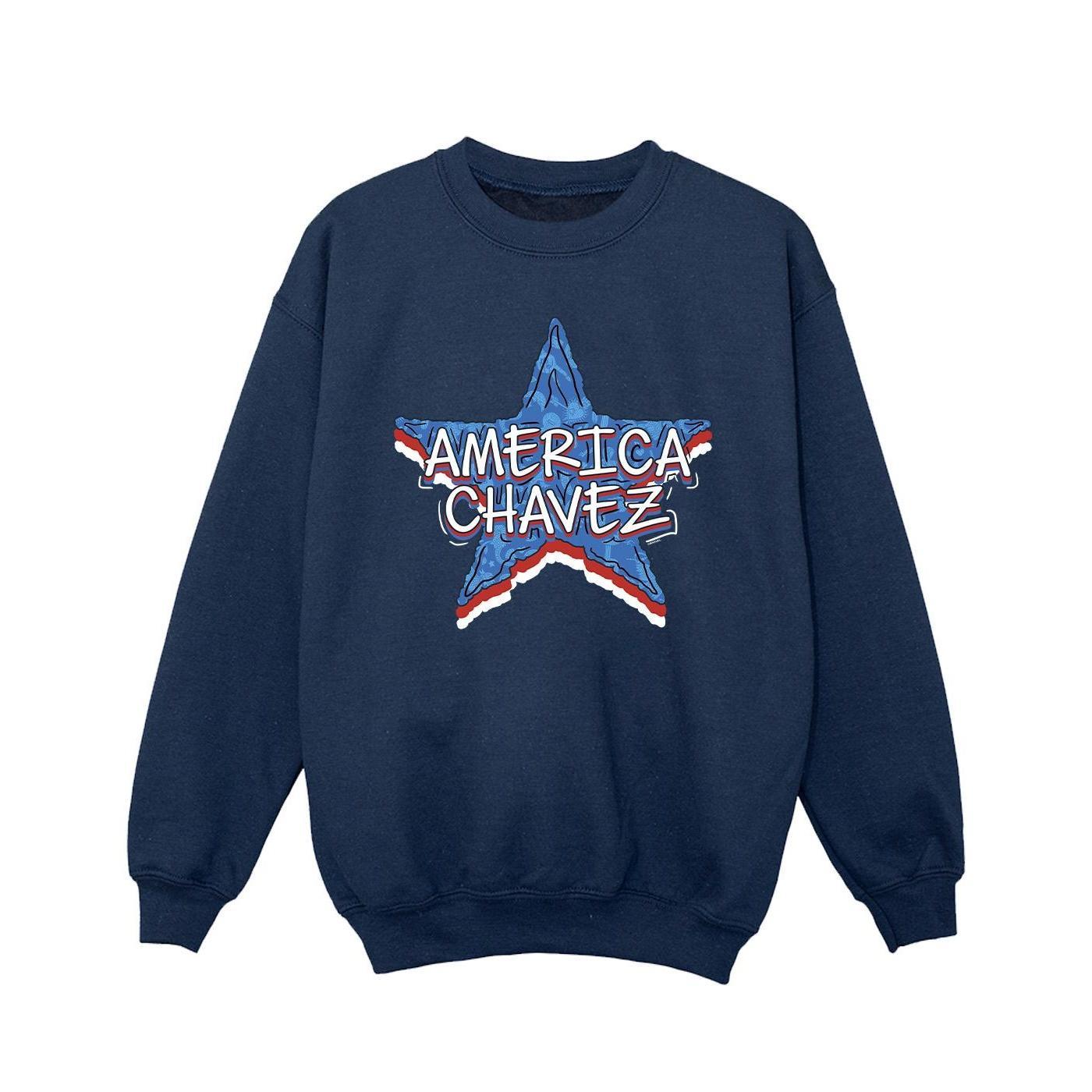 Marvel Girls Doctor Strange America Chavez Sweatshirt (Navy Blue) (9-11 Years)