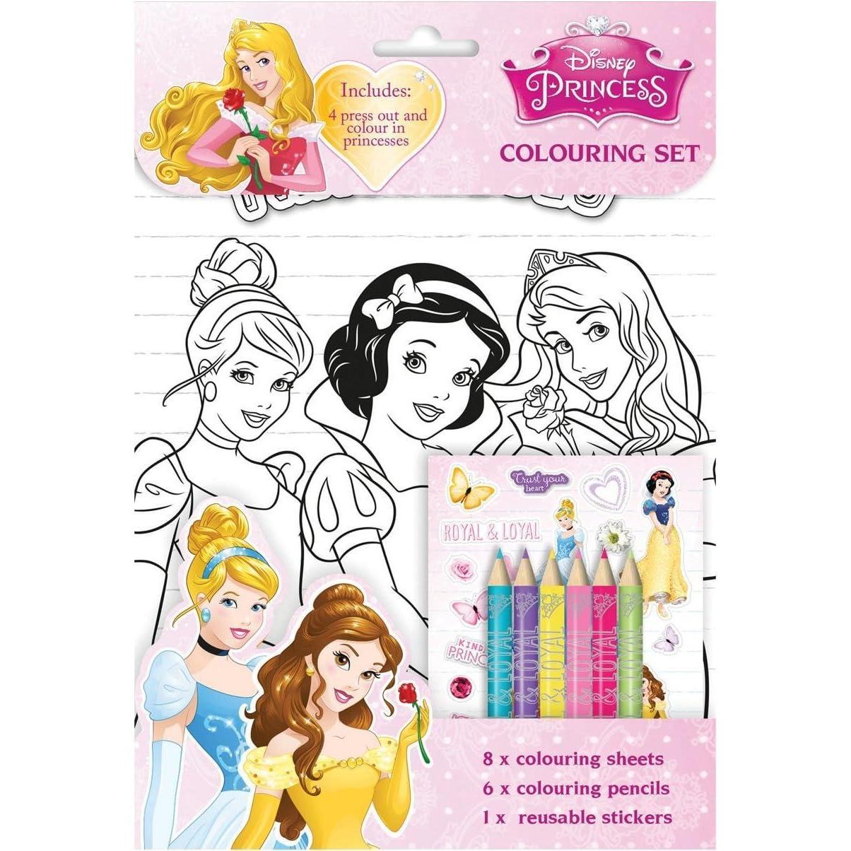 Disney Princess Characters Colouring Set (Pack of 19) (Multicoloured) (One Size)