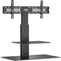 Fin Swivel TV Stand with Mount for Most 32-65 Inch LCD LED Plasma Flat/Curved Screen TVs, 2 Media Storage Shelf Tempered Glass Base with Cable Management TT207001MB