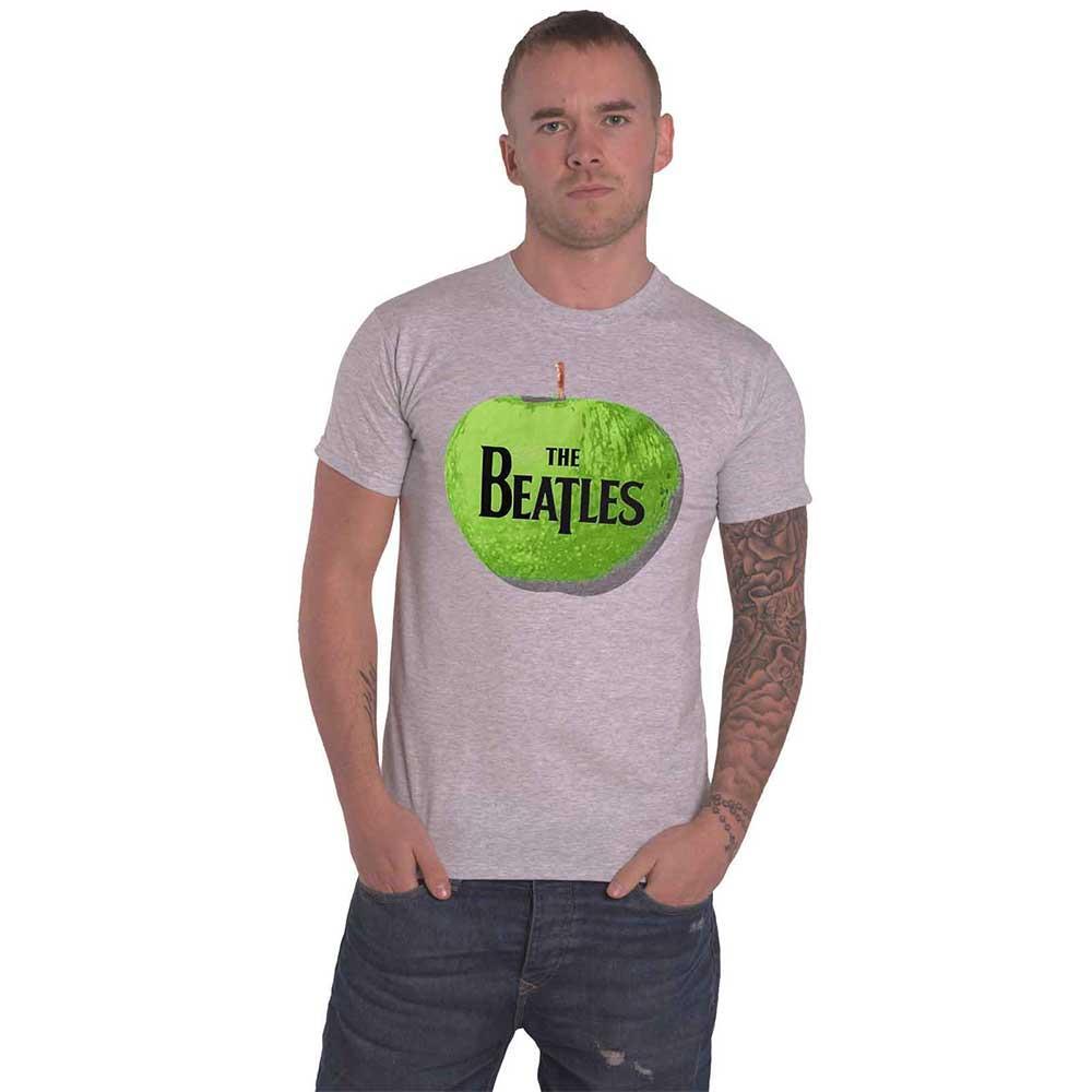 The Beatles T Shirt classic Drop T band Logo In Apple Official Mens Grey