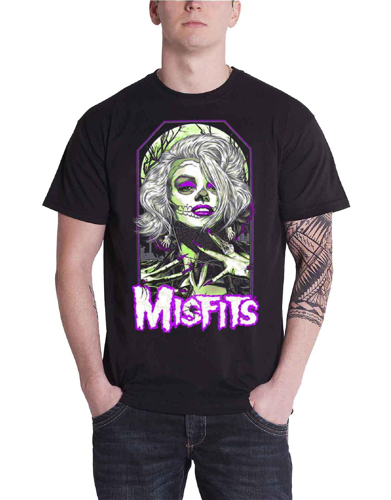 Misfits T Shirt Original Misfit Skeleton Skull Band Logo Official Mens New Black