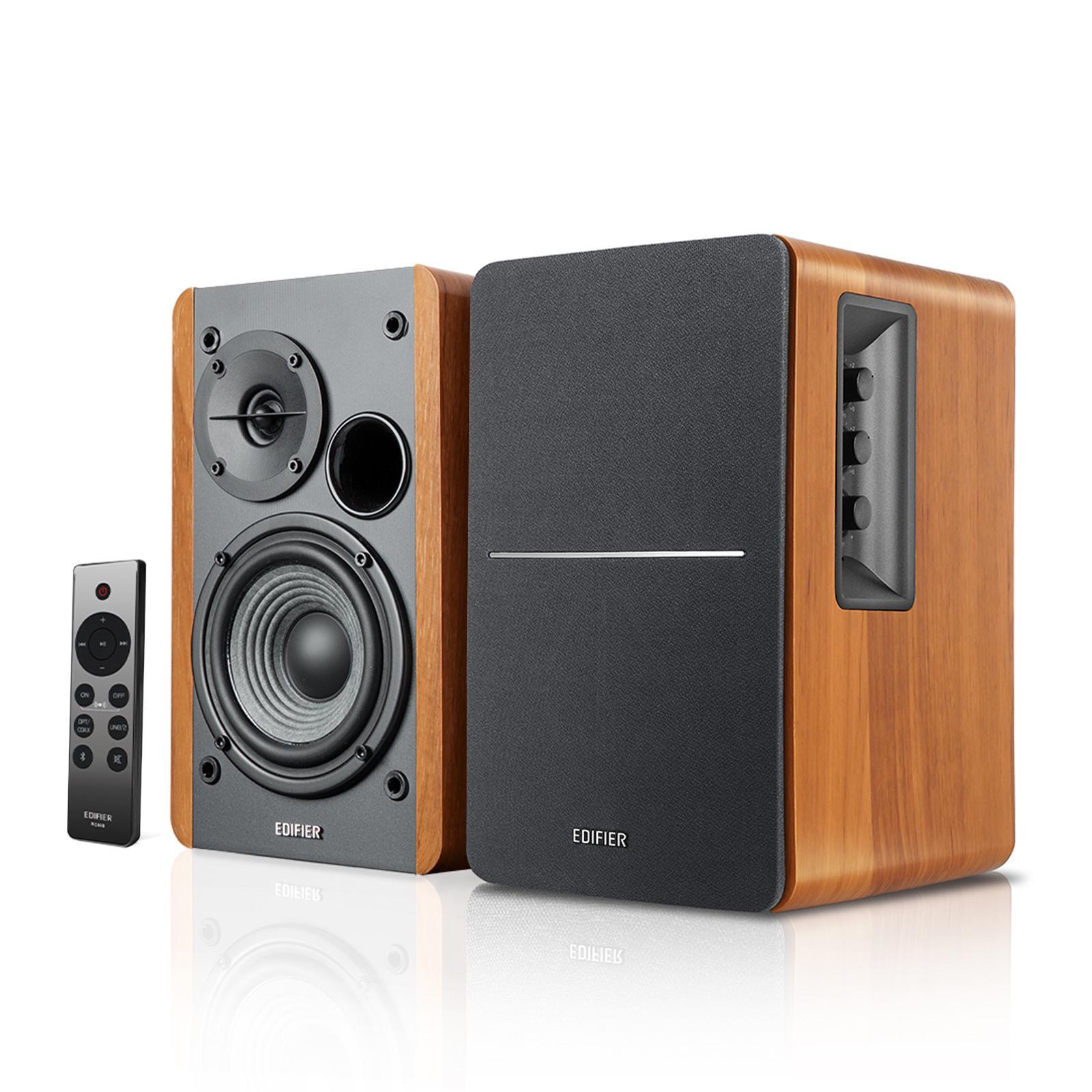 Edifier R1280DBs Active Bluetooth Bookshelf Speakers - Optical Input - 2.0 Wireless Studio Monitor Speaker - 42W RMS with Subwoofer Line Out - Wood Grain