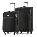 2pc Tosca Transporter 26in/30in Checked Trolley Luggage Suitcase Md/Lg Black