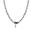 Punk Style Heart Charm Choker Silver Thick Link Chain Collar Necklace Fashion