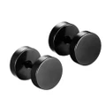 Pair Black Flat Round Barbell Plug Stud Earrings Stainless Steel Mens Gym 4-12Mm