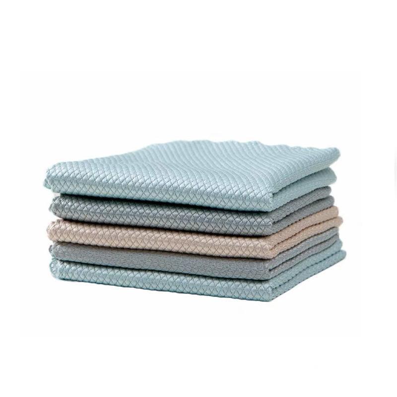 5X Fish Scale Microfiber Cleaning Cloth Dish Washing Glass Wipe Reusable Kitchen