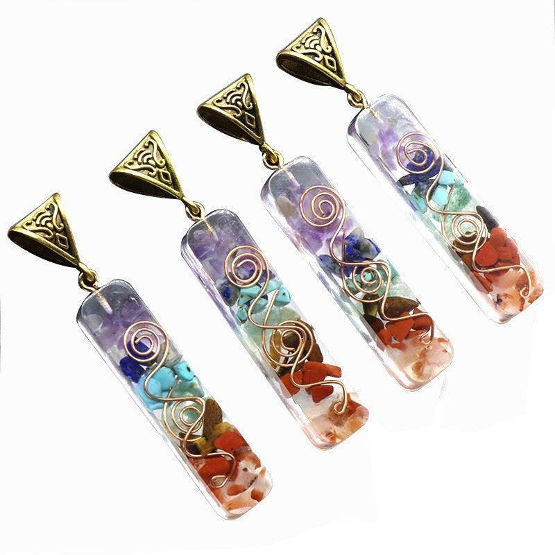 New Chakra Crystal 7 Stone Necklace Reiki Yoga Orgone Pendant Healing Stock