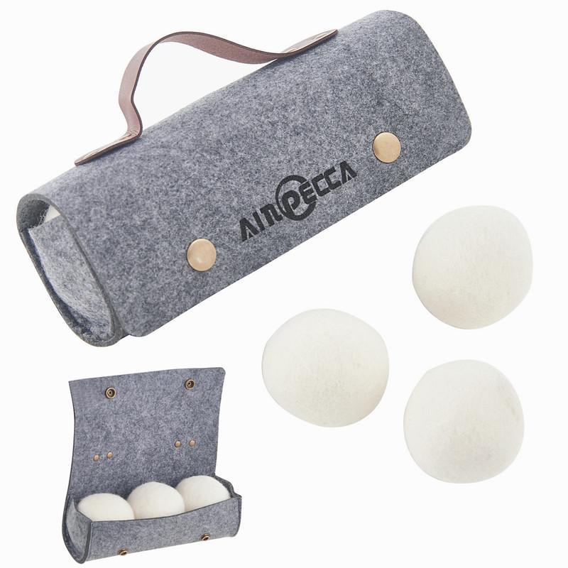 X3PCS 100% Natural Wool Dryer Ball Fabric Laundry Accessories 6cm Washing Reusable Tumble Softener with Felt Bag