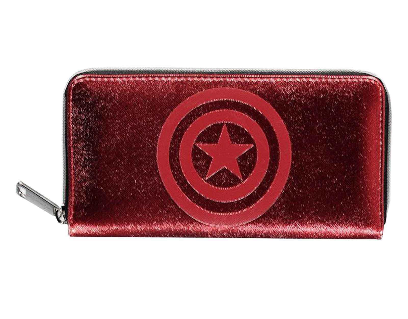 Captain armerica Purse Classic Shield Logo new Official Red Zip Around One Size