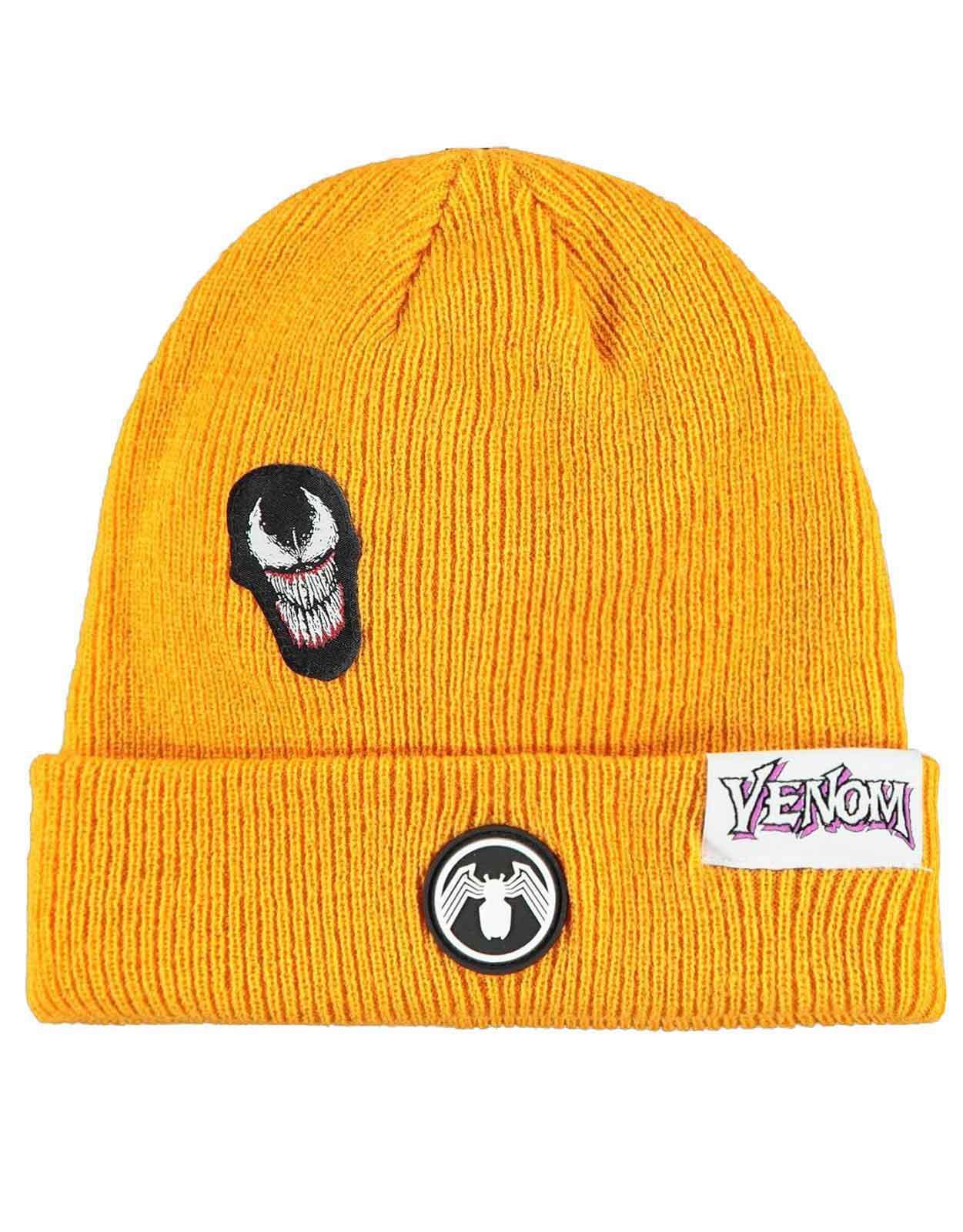 Marvel Beanie Hat Venom Patches Logo new Official Yellow One Size