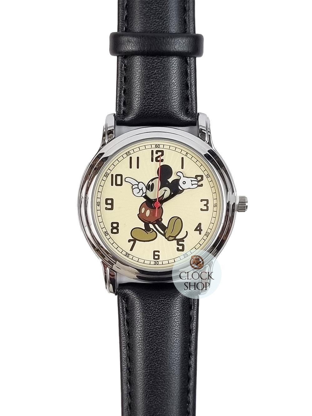 40mm Disney Prime Original Mickey Mouse Unisex Watch With Black Leather Band