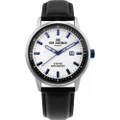 Ben Sherman Men's WB030B Quartz Leather Strap Watch, ? 43 mm, White Dial, Silver Case, Black Strap