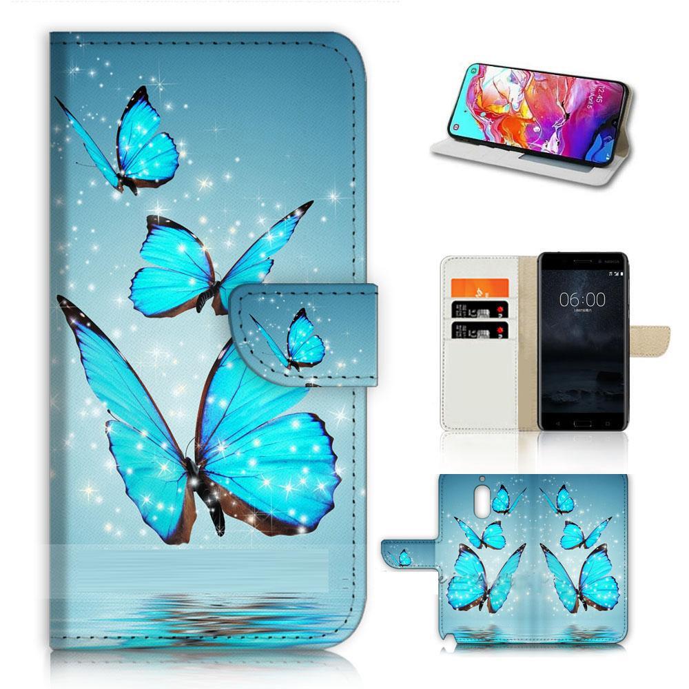 Blue Butterfly TPU Phone Wallet Case Cover For Telstra Evoke Plus 2 - (31086)