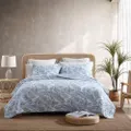 Palm Day Coverlet Set (Blue Canal) - Queen