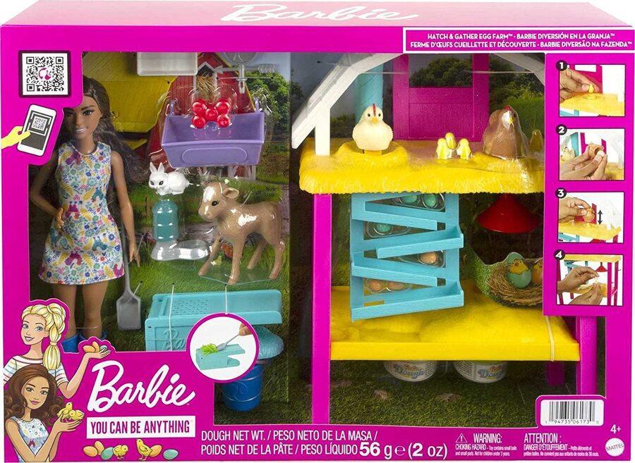 Barbie Hatch & Gather Egg Farm Brunette Doll Playset