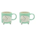 2x Urban Animal Elephant 14cm Heavy Dolomite Mug w/Legs Coffee/Tea Drinkware GRN