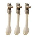 3x Urban 12cm Cat Ceramic Hanging Spoon Animal Stirrer For Coffee Cup/Mug Grey