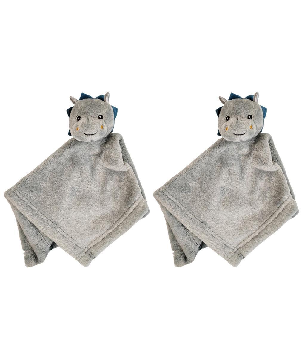 2x Urban Dinosaur 31cm Comforter Baby Cuddle Blanket w/Animal Plush Toy Teal