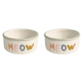 2x Urban 13cm Perfect Pet Meow Ceramic Cat Kitten Bowl Feeding/Drinking Dish WHT