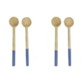 2x 2pc Urban Mini 15cm Mango Wood Spoons Kitchen Tableware Utensil Natural/Blue