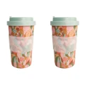 2x Urban Franki Floral 400ml Eco Drink Travel Mug/Tumbler w/ Lid Cover Drinkware