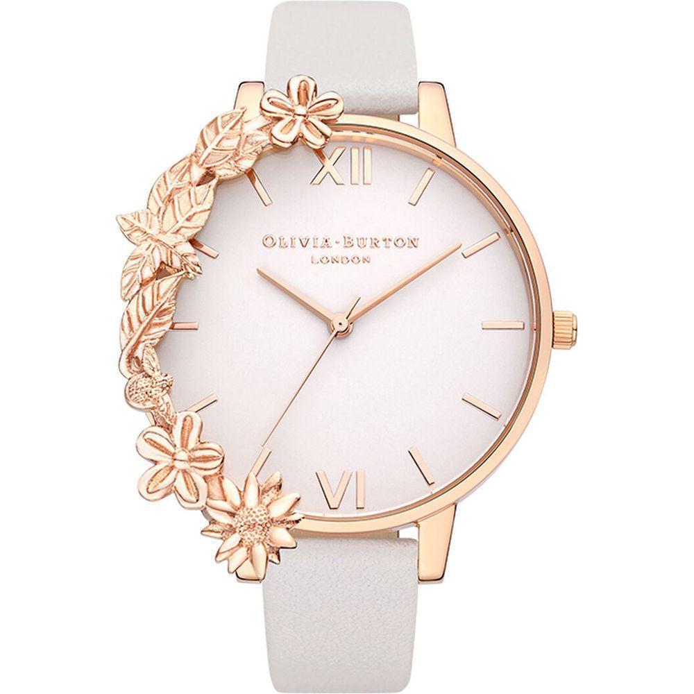 Olivia Burton Ladies' White/Golden Synthetic Leather Strap Watch OB16CB06 - 38 mm
