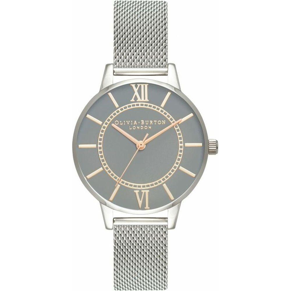 Olivia Burton OB16WD86 Ladies' Stainless Steel Quartz Watch, Silver Grey Dial, 34mm
