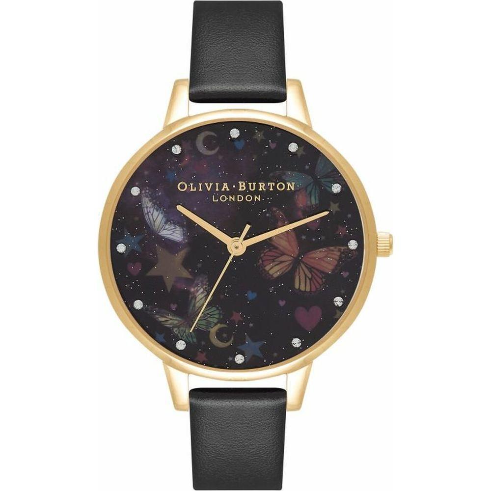 Olivia Burton Ladies' Watch OB16WG82 34mm Black/Gold Synthetic Leather Strap