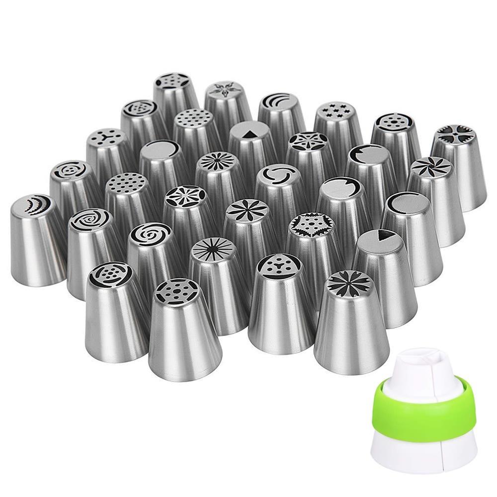 32Pcs Stainless Steel Piping Nozzles Cream Icing Pastry Flower Cake Decorating Tips