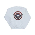 Marvel Girls Falcon And The Winter Soldier Captain America Shield Pose Sweatshirt (White) (7-8 Years)