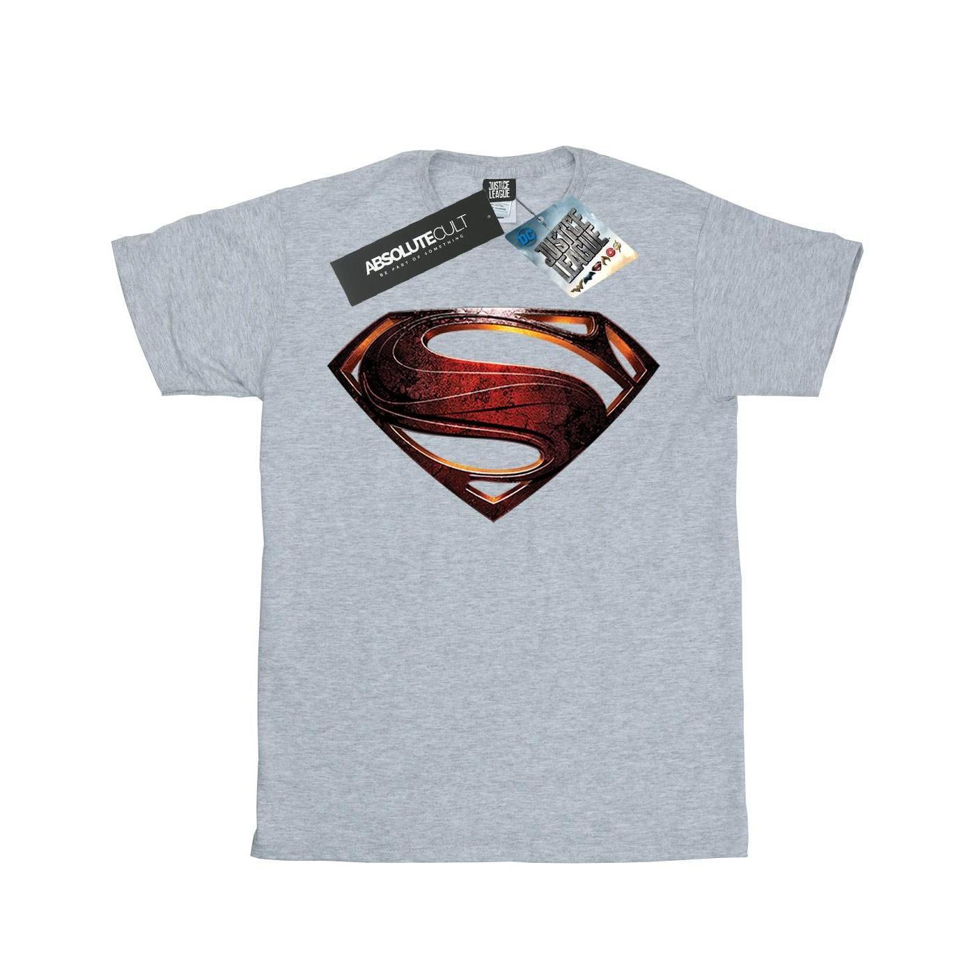 DC Comics Girls Justice League Movie Superman Emblem Cotton T-Shirt (Sports Grey) (7-8 Years)