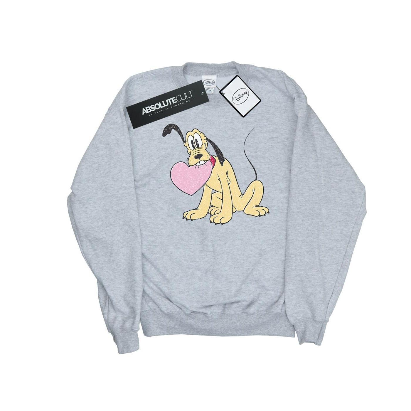 Disney Girls Pluto Love Heart Sweatshirt (Sports Grey) (5-6 Years)