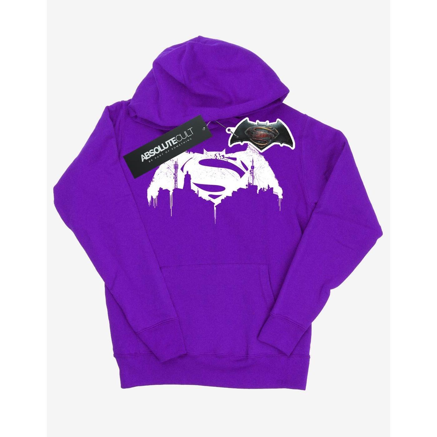 DC Comics Womens/Ladies Batman v Superman Beaten Logo Hoodie (Purple) (S)