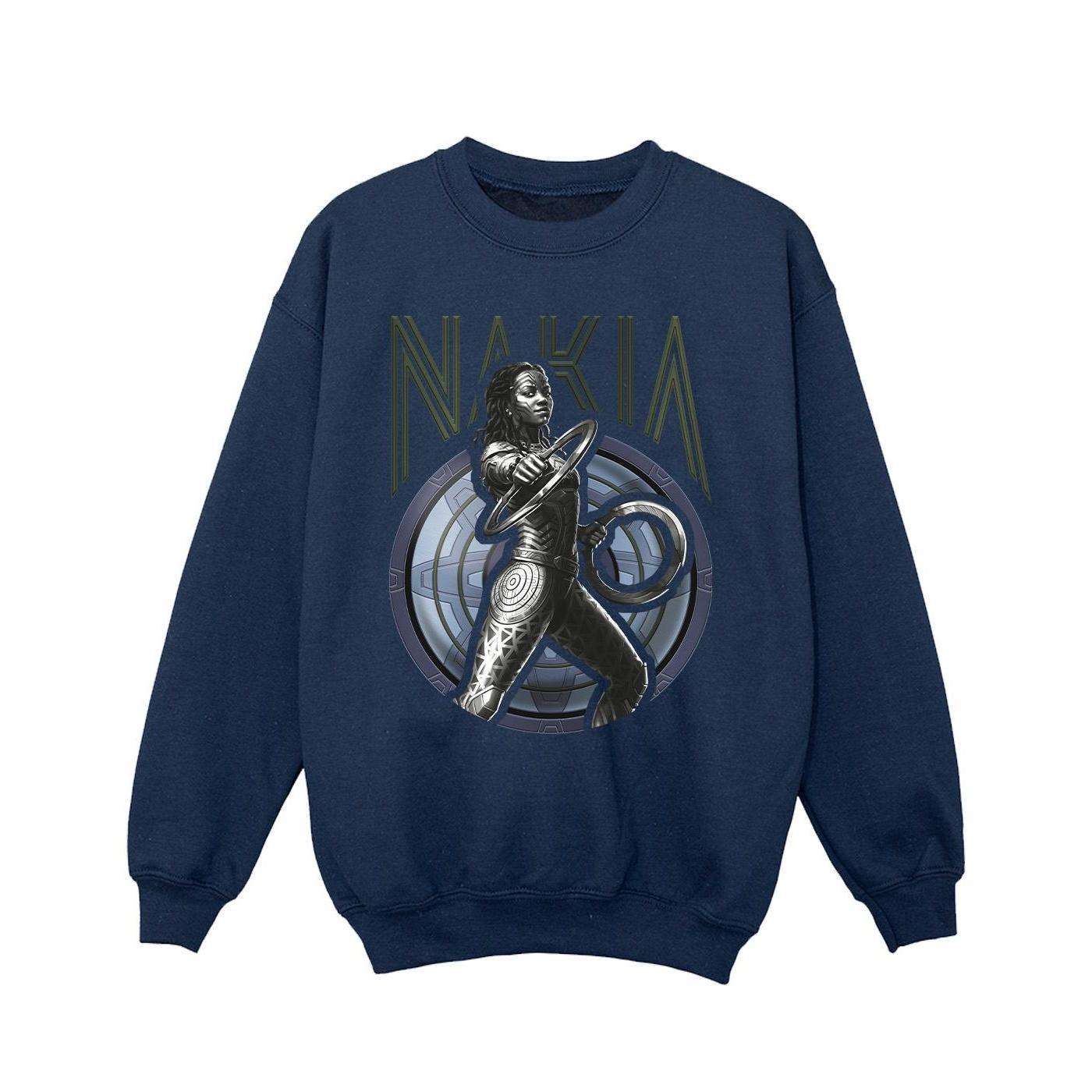 Marvel Girls Wakanda Forever Nakia Shield Sweatshirt (Navy Blue) (9-11 Years)