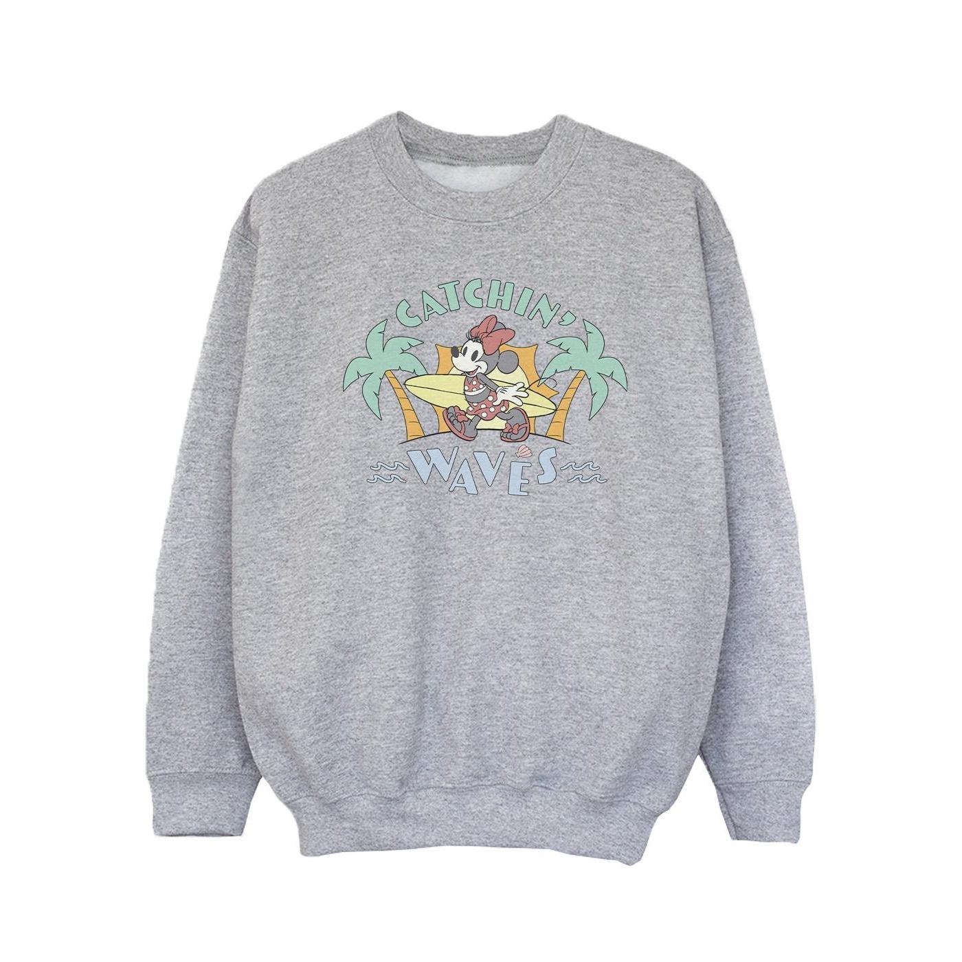 Disney Girls Minnie Mouse Catchin Waves Sweatshirt (Sports Grey) (12-13 Years)