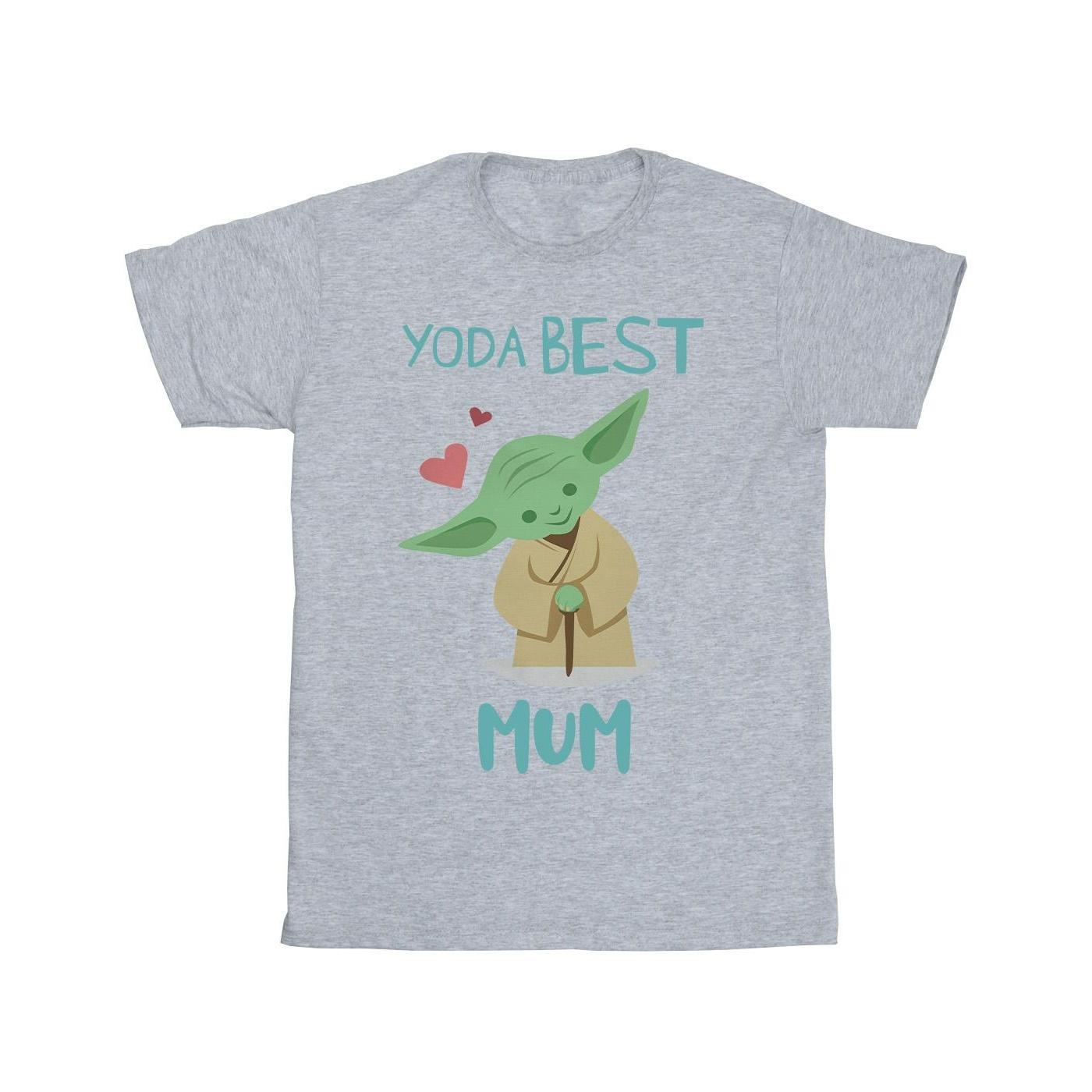 Star Wars Boys Yoda Best Mum T-Shirt (Sports Grey) (12-13 Years)