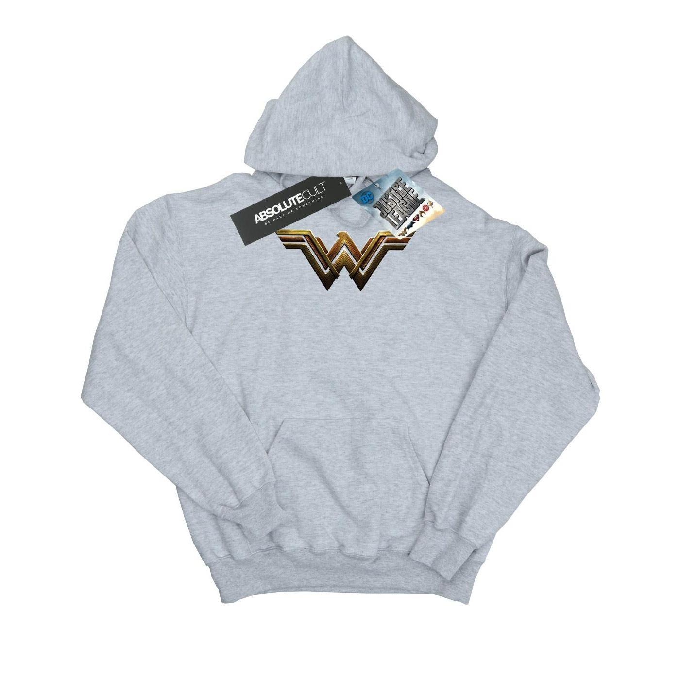 DC Comics Womens/Ladies Justice League Movie Wonder Woman Emblem Hoodie (Heather Grey) (L)