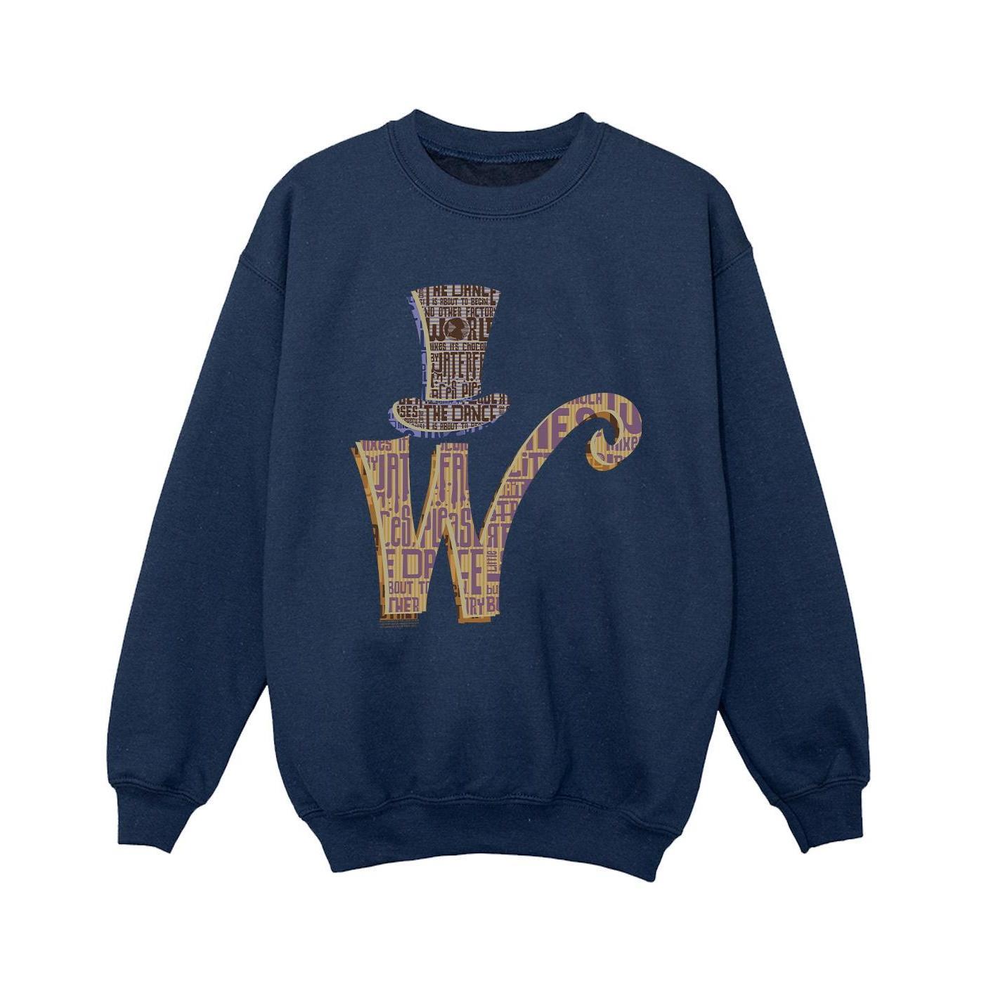 Willy Wonka Boys W Logo Hat Sweatshirt (Navy Blue) (3-4 Years)