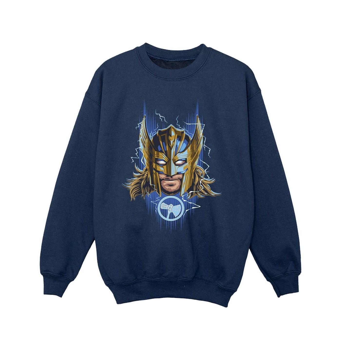 Marvel Girls Thor Love And Thunder Mask Sweatshirt (Navy Blue) (7-8 Years)