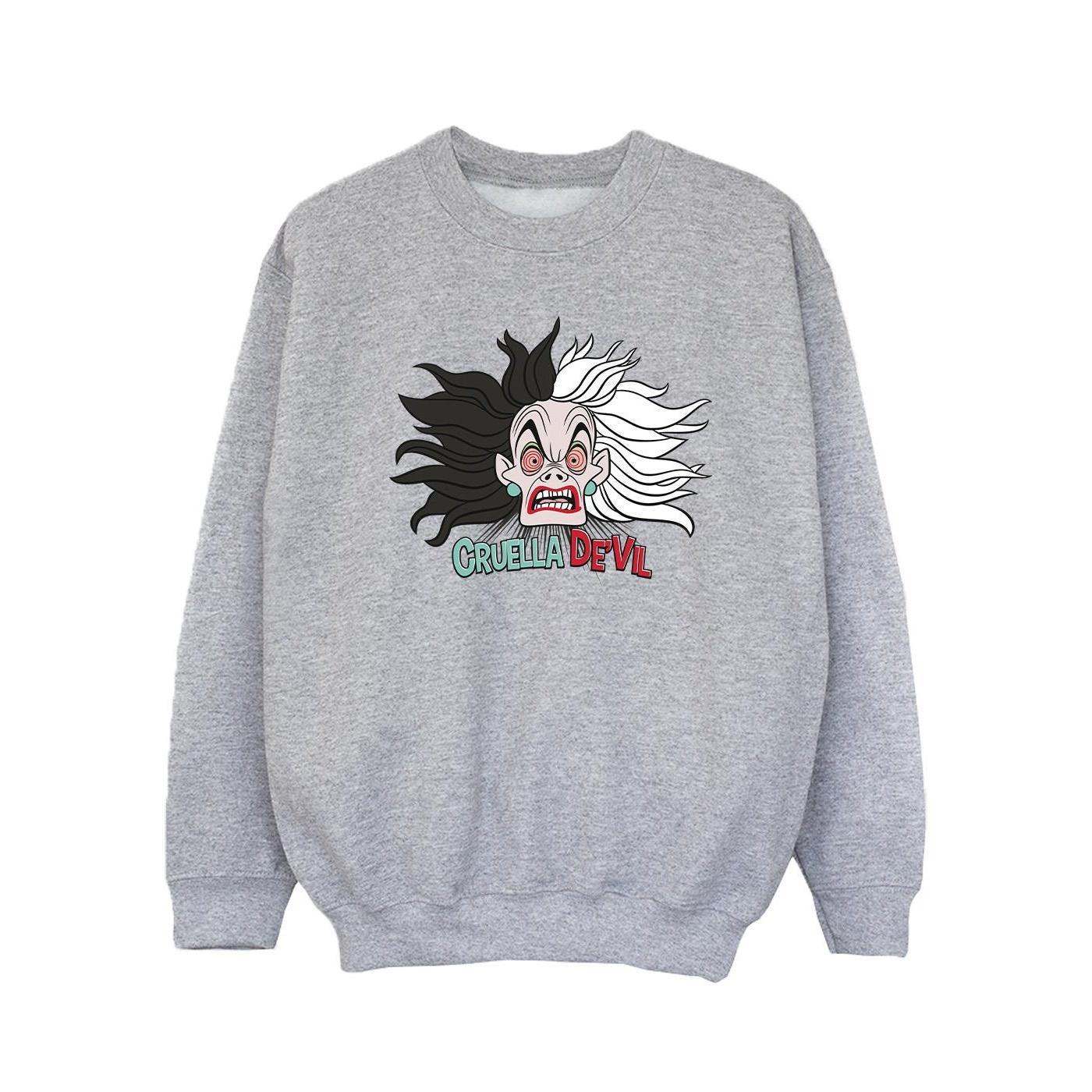 Disney Girls 101 Dalmatians Cruella De Vil Crazy Mum Sweatshirt (Sports Grey) (12-13 Years)