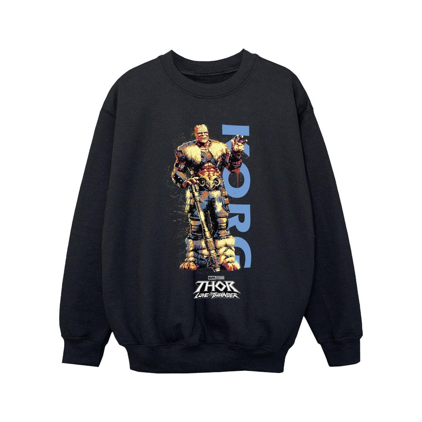 Marvel Girls Thor Love And Thunder Korg Wave Sweatshirt (Black) (12-13 Years)